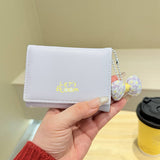 Cute Bow Pendant Floral Mini Trifold Wallet_Cwab06217