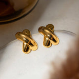 TEMPERAMENTAL SIMPLE LINES X SHAPED EARRINGS_CWAJE1784