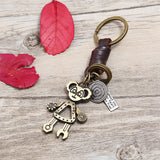 PUNK HAND WOVEN RETRO ALLOY COWHIDE KEYCHAIN_CWMM4784