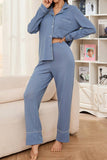 Waffle Long Sleeve Shirt And Trousers Two Sets