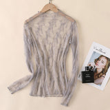 SEXY MESH BLOUSE LONG SLEEVE LACE TOP FOR WOMEN_CWTBLL3619