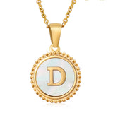 18K GOLD STAINLESS STEEL SHELL LETTER NECKLACE_CWAJE0686