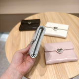 Solid Color Heart Trifold Slim Short Wallet_Cwab06199