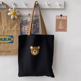 Tote Bags Canvas With Cute Bear Head Pattern_Cwab2054