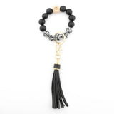 TASSEL PRINTED WOODEN BEAD KEYCHAIN_CWMM1324