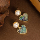 NATURAL ABALONE HEART HEART EARRINGS PEARL EARRINGS_CWMM4355