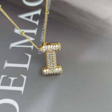 COPPER ZIRCONIA 26 LETTERS PENDANT NECKLACE_CWMM5869