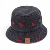 LETTER DENIM HOLE COLORBLOCK BUCKET HAT_CWAH1551