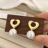 Valentines Day Fashion Retro Heart Pearl Earrings