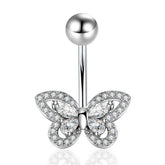 CZ BUTTERFLY BELLY BUTTON RING PIERCING JEWELRY_CWMM9378