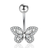 CZ BUTTERFLY BELLY BUTTON RING PIERCING JEWELRY_CWMM9378