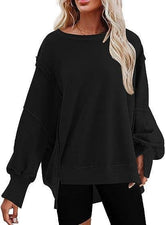 Solid-Color Round-Neck Casual Loose Sweatshirt