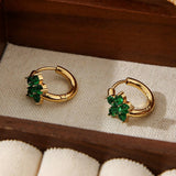 STAINLESS STEEL FLOWER EARRINGS WITH ZIRCON_CWMM3609