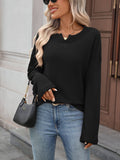 Waffle Round-Neck Solid-Color Knitted T-Shirt