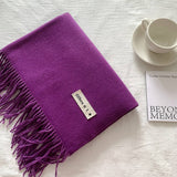 COLORBLOCK TASSEL SCARF THICK WRAP FOR STUDENTS_CWASC2281