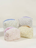 Floral Quilting Large-Capacity Toiletry Bag