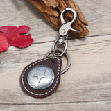 MENS FIVE POINTED STAR ALLOY COWHIDE KEYCHAIN_CWMM5035