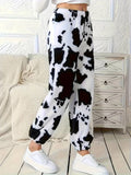 Womens Loose Stylish Plush Pants With Cow Print
