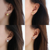 GOLD PLATED OCEAN STAR PEARL ASYMMETRIC EARRINGS_CWAJE5018