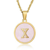 ROUND 18K GOLD STAINLESS STEEL 26LETTERS NECKLACE_CWAJE0683