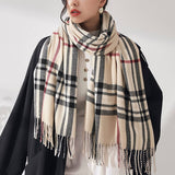 PLAID FAUX CASHMERE SCARF SWEET MID LENGTH WRAP_CWASC0190