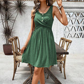 Solid Color,Cinched-Waist,Niche Sleeveless Dress