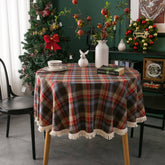 PLAID PATTERN ROUND TABLECLOTH_CWMM0036