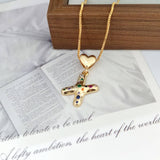 COLORFUL ZIRCONIA HEART LETTER PENDANT NECKLACE_CWMM5875