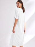 V-Neck Half Sleeve Simple Casual Nightdress