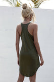 Solid Color U-Neck Sleeveless I-Back Dress