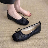 Vintage Bow Slip-On Round Toe Flat Shoes