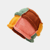 Cwah3169_Warm Hand-Knitted Hat With Curled Brim