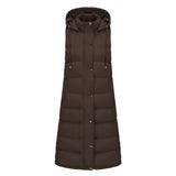 Solid-Color Hooded Sleeveless Cotton-Padded Vest