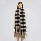 Black & White Plaid Fau Cashmere Scarf_Cwasc0324