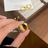 SMALL LUXURY SIMPLE GOLD TEXTURE HIGH END EARRINGS_CWAJE3143