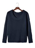 Solid Color Knit Loose Elongated Sleeve Turtleneck Sweater