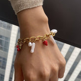 18K GOLD PEARL ENAMEL BRACELET STAINLESS STEEL_CWAJE4845