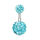 CLAY BALL BELLY RING CZ STAINLESS STEEL PIERCING_CWMM9193