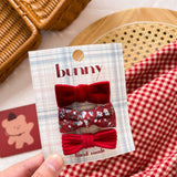Red Bow Hair Clip Set Kids Simple Style_Cwaha08382