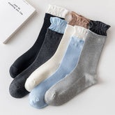 Women'S Contrast Color Curled Cotton Socks_Cwms1372