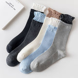 Women'S Contrast Color Curled Cotton Socks_Cwms1372