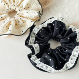 Lace Polka Dot Satin Scrunchie Hair Tie_Cwaha07669