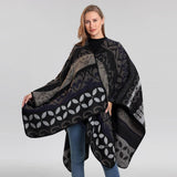 SHAWL SCARF KNITTED JACQUARD SLIT CAPE_CWASC2259