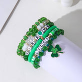 ST PATRICKS DAY BRACELET SET SHAMROCK PENDANT_CWMM3497