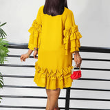 FASHIONABLE TIE STRAP MULTI LAYER RUFFLE DRESS_CWDSD6091