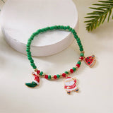 CHRISTMAS CANE PENDANT RICE BEAD BRACELET_CWAJE2383