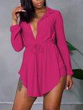 Sun Protection Solid Tie-Up Cardigan & Shorts Set