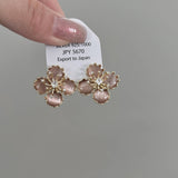 CATS EYE STONE FLOWER EARRINGS_CWAJE1284