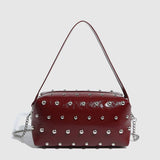 MUSHROOM STUDDED TOTE BOWLING SHOULDER BAG_CWAB5712