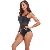 Womens Mesh Splicing One-Piece Swimsuit